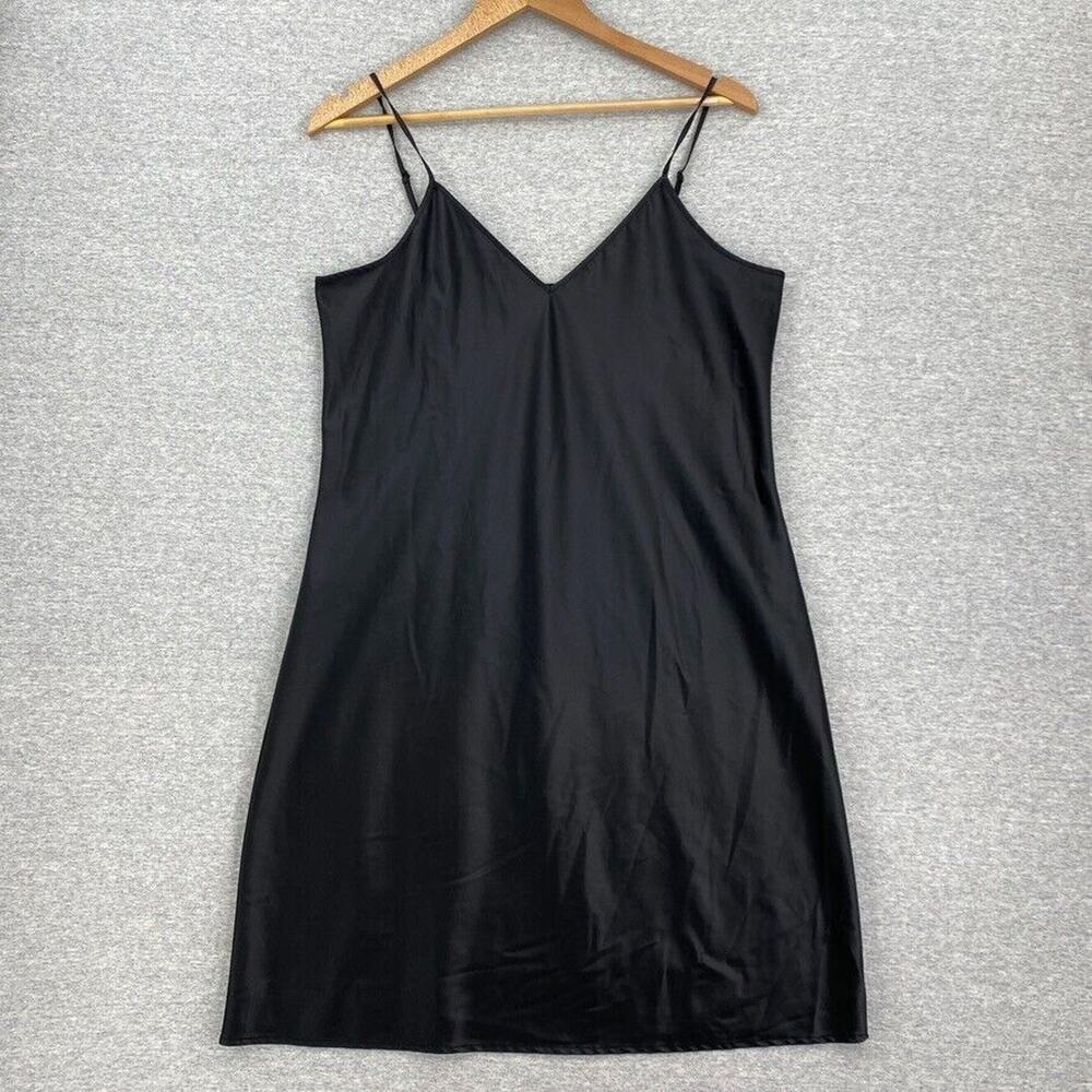 Carlisle Nightie Womens 12 Black V Neck Chemise Lingerie Negligee Nightgown